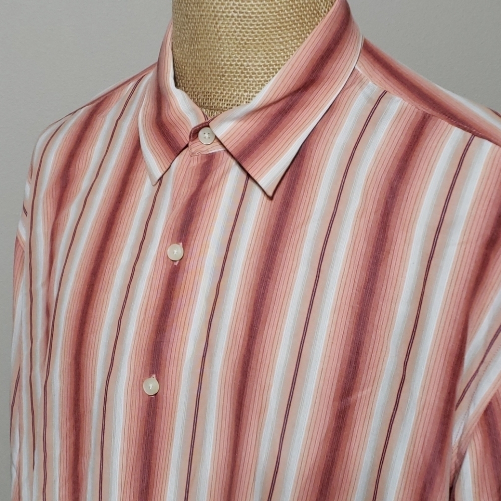 Tommy bahama peach russet striped long sleeve